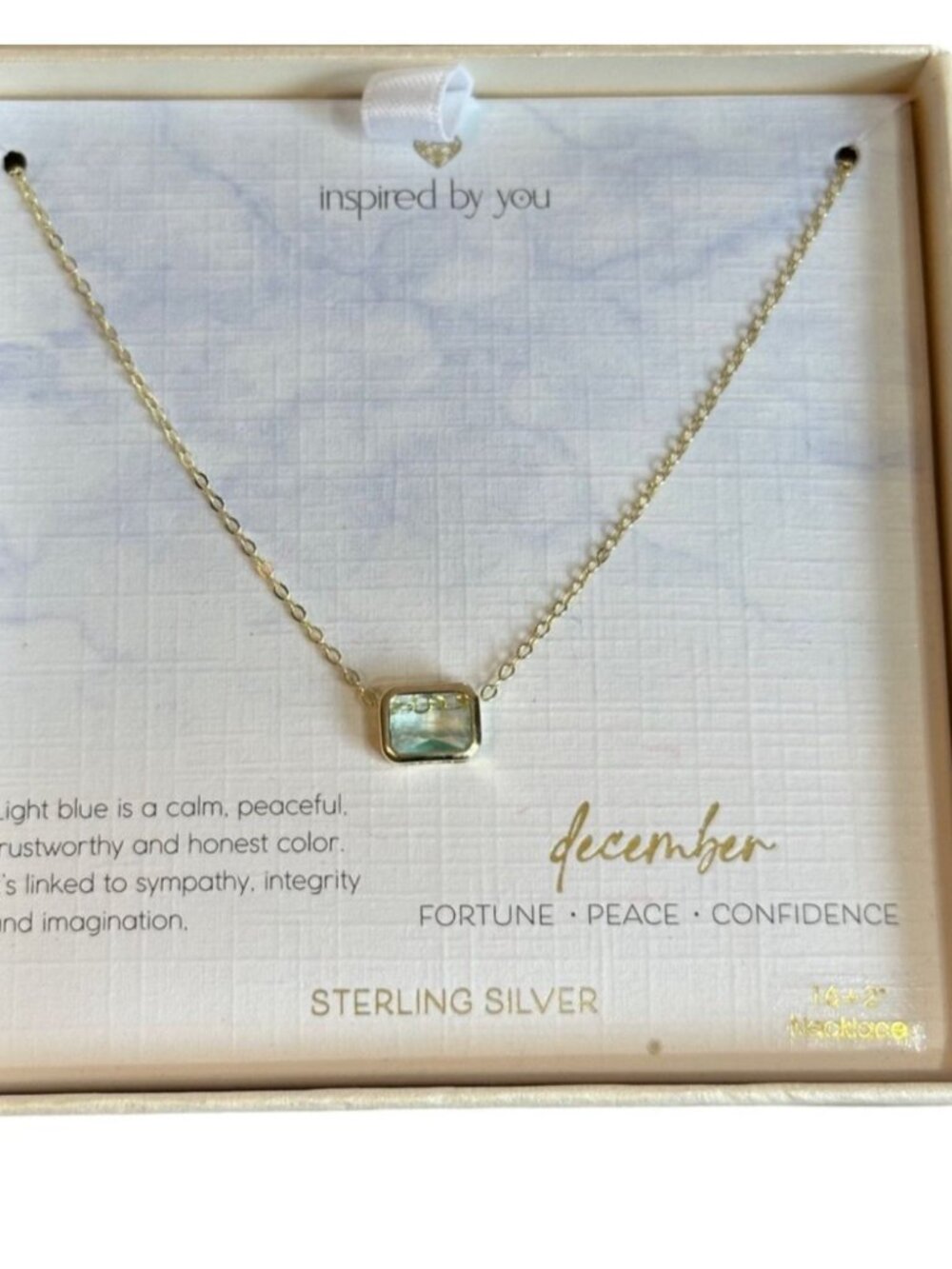NEW December Birthday Stone Gold over Sterling Silver 16 + 2" Necklace